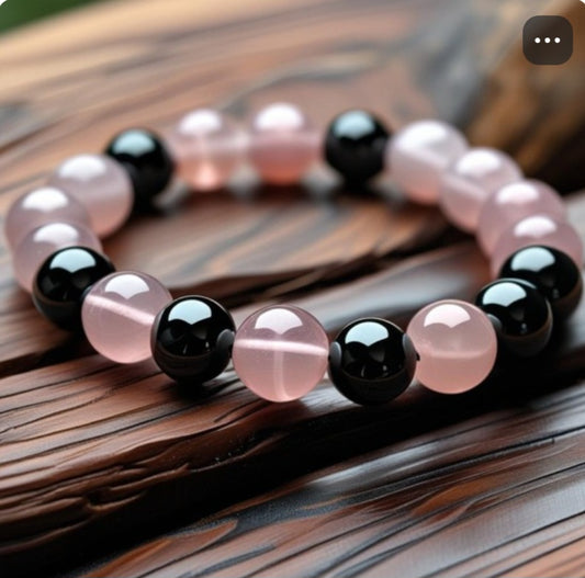 Rose Quartz nd Black Obsidian Bracelet