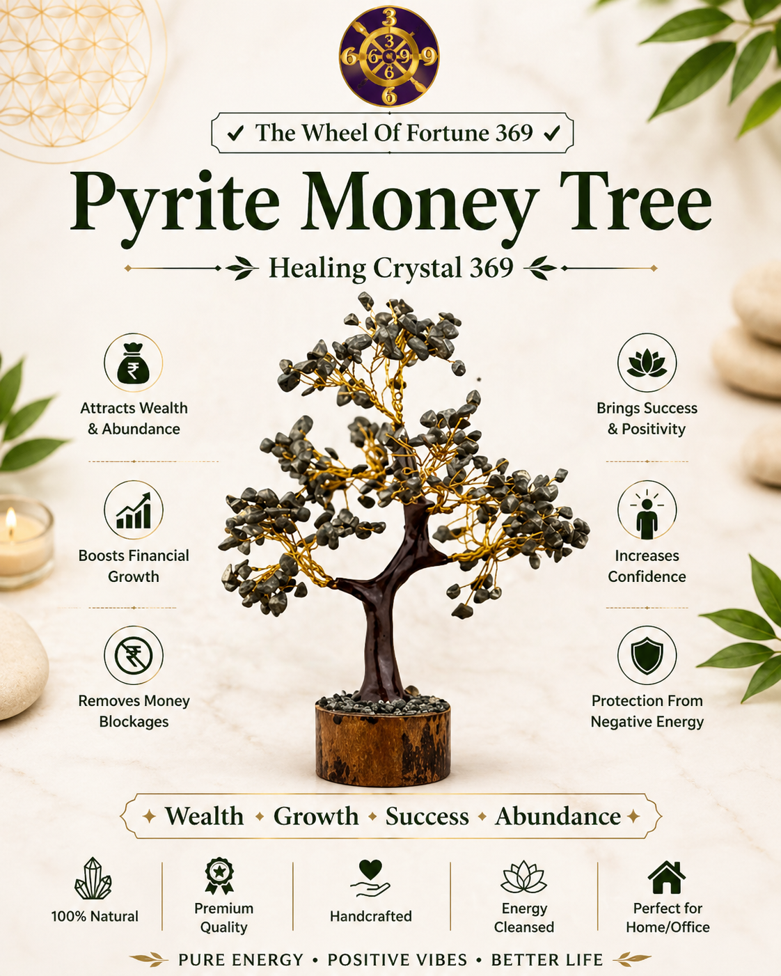 Pyrite Money Magnet Stone for Career, job, Business Opportunities