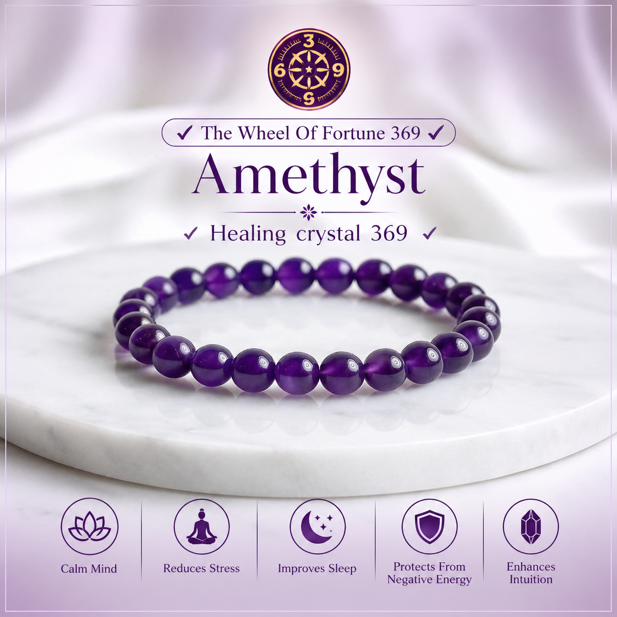 Amethyst Bracelet for Focus, Sleep And  Positivity