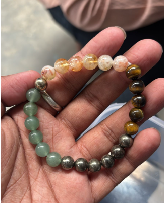 Money Magnet bracelet combination of Pyrite, Tiger Eye, Citrine ,Hematite & green Aventurine Beads
