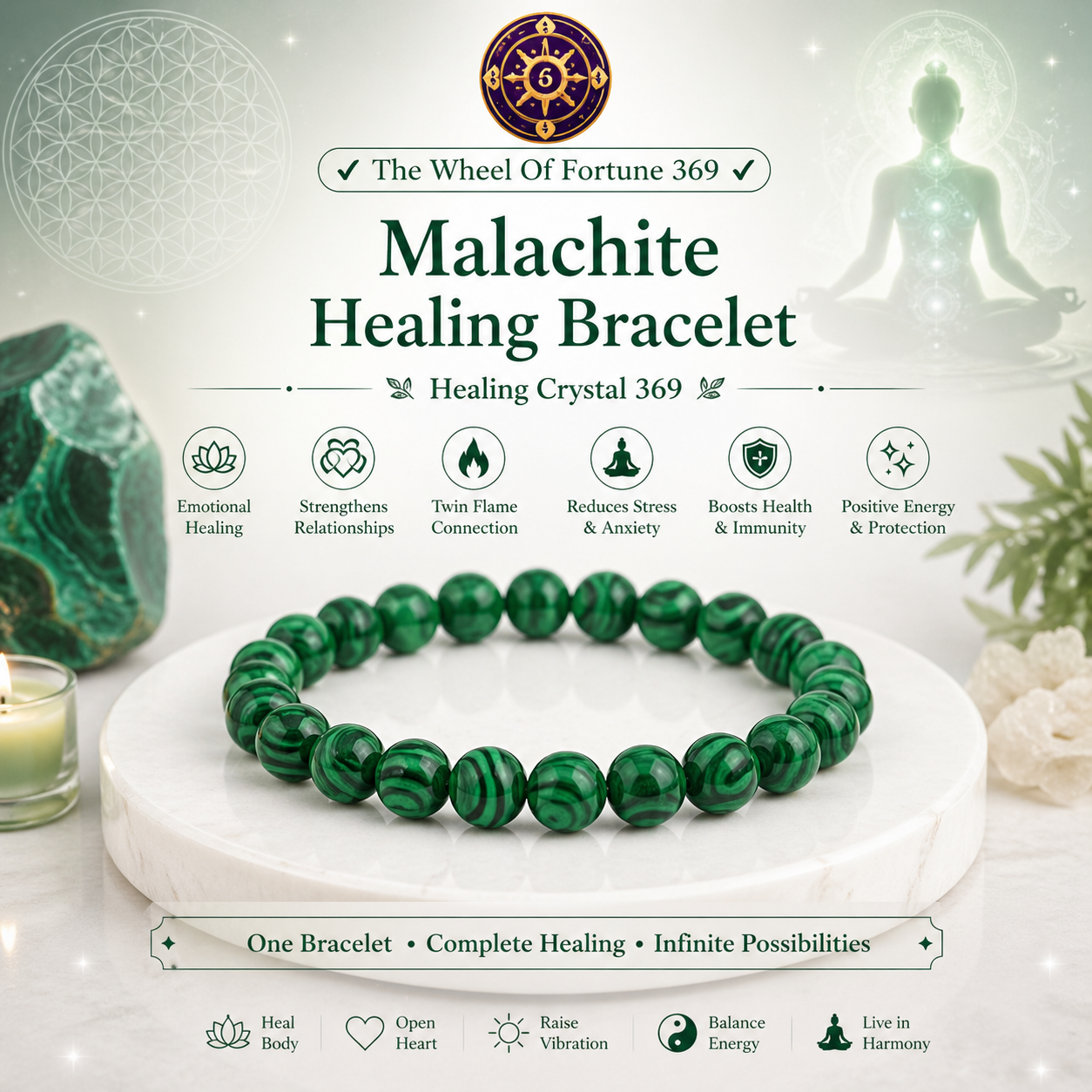 Malachite Bracelet FOR health, protection aur emotional balance