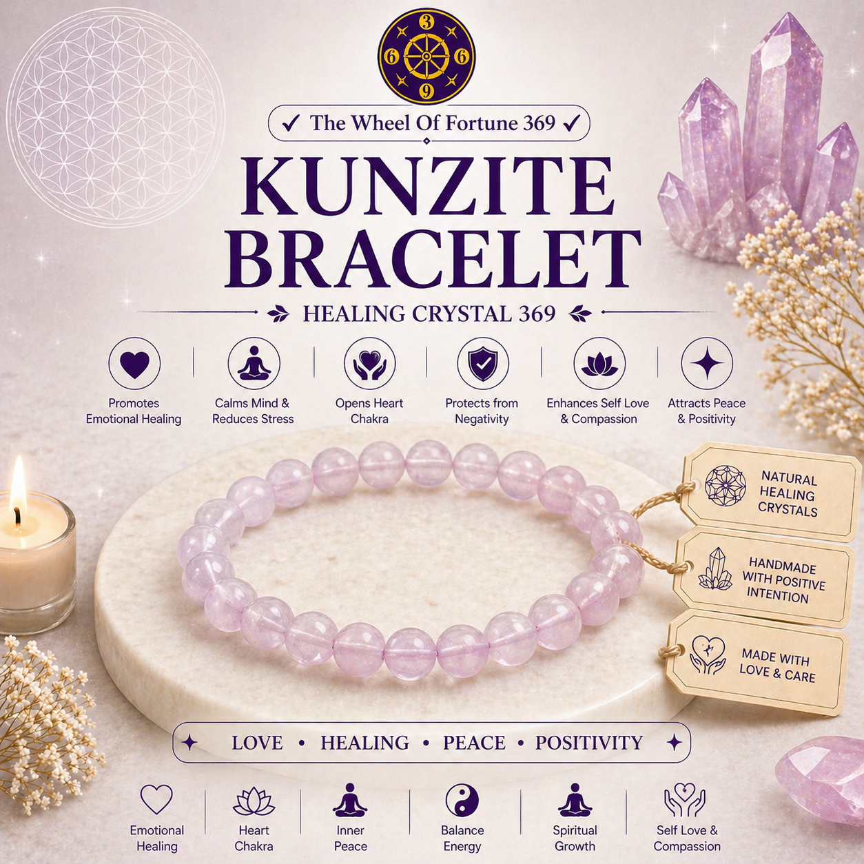 "In your silent pain, Kunzite becomes your calm — lifting emotions, restoring peace, and reminding you that you're not alone."
