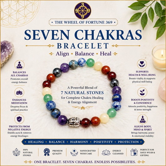 Seven Chakras Bracelets for clearing blockages and aligning the chakras,